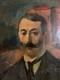 Old Tableau Portrait Of A Man With A Mustache In A Belle Époque Landscape