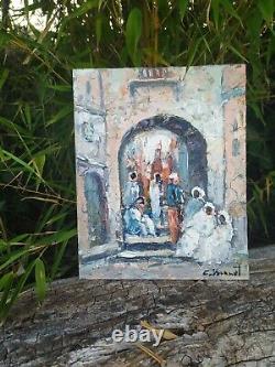Orientalist Painting, Ancient, Artist Painter C. MANET. Oil on Panel