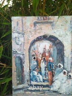 Orientalist Painting, Ancient, Artist Painter C. MANET. Oil on Panel