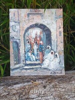 Orientalist Painting, Ancient, Artist Painter C. MANET. Oil on Panel