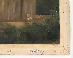 Original Oil Painting On Canvas Old House Was With A Woman