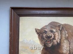 Ours, Oil on panel signed Gaudillere, Antique painting, Painting, Early 20th century