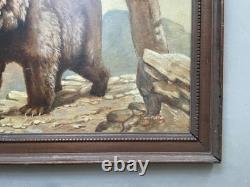 Ours, Oil on panel signed Gaudillere, Antique painting, Painting, Early 20th century