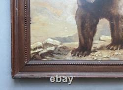 Ours, Oil on panel signed Gaudillere, Antique painting, Painting, Early 20th century