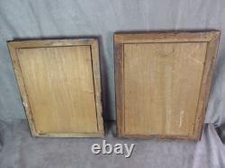 PAIR OF OILS ON PANELS. Antique. BIRDS ON THE BRANCHES