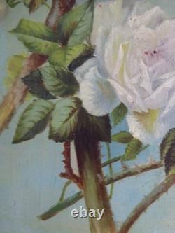 PAIR OF OILS ON PANELS. Antique. BIRDS ON THE BRANCHES