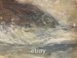 Painting 1930 Oil on cardboard Boat at sea Brittany Painting Art Old Antique 20th century