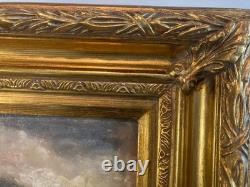 Painting 1930 Oil on cardboard Boat at sea Brittany Painting Art Old Antique 20th century