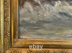 Painting 1930 Oil on cardboard Boat at sea Brittany Painting Art Old Antique 20th century