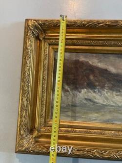 Painting 1930 Oil on cardboard Boat at sea Brittany Painting Art Old Antique 20th century