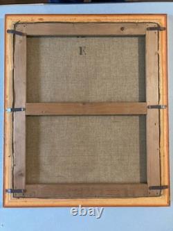 Painting 1940 Oil on Canvas Portrait of a Man with a Pipe Antique Art Deco Old