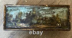 Painting Ancient Box 19th Oil On Wood Painting Suiver Corot