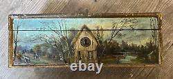 Painting Ancient Box 19th Oil On Wood Painting Suiver Corot