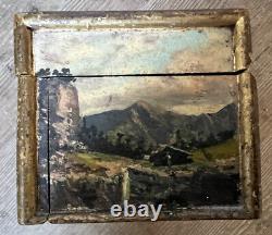 Painting Ancient Box 19th Oil On Wood Painting Suiver Corot