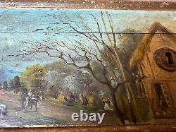 Painting Ancient Box 19th Oil On Wood Painting Suiver Corot