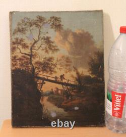 Painting Ancient Oil On Canvas Landscape 19th Century