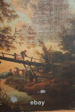 Painting Ancient Oil On Canvas Landscape 19th Century