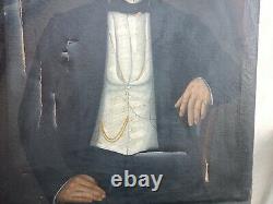 Painting Ancient Oil On Canvas Portrait Man 19th To Restore