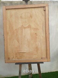 Painting Ancient Oil On Canvas Portrait Man 19th To Restore