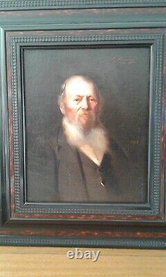 Painting Ancient Oil On Canvas Portrait Man With Beard 19th