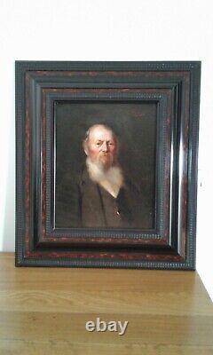 Painting Ancient Oil On Canvas Portrait Man With Beard 19th