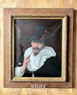 Painting Ancient Oil On Canvas Portrait Of Man Late 19th