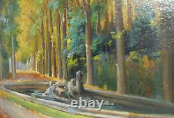 Painting Ancient Oil On Wood Panel Painting Miniature Ecole Française Landscape