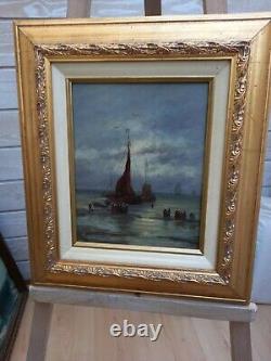 Painting Ancient Oil Painting On Marine Panel Bretagne 19th