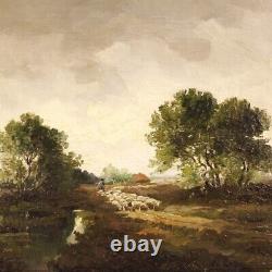 Painting Landscape Signed Oil on Canvas in an Ancient Impressionist Style 900