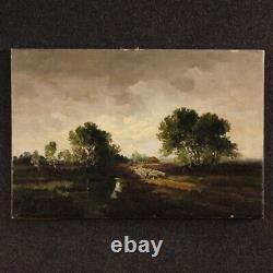 Painting Landscape Signed Oil on Canvas in an Ancient Impressionist Style 900