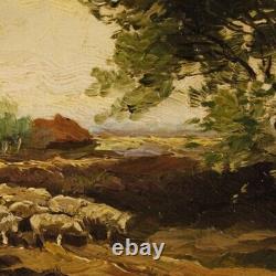 Painting Landscape Signed Oil on Canvas in an Ancient Impressionist Style 900