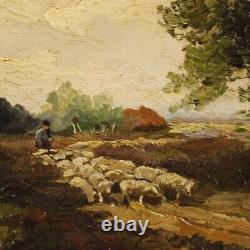 Painting Landscape Signed Oil on Canvas in an Ancient Impressionist Style 900