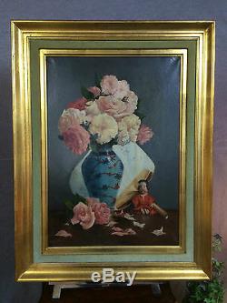 Painting / Oil On Canvas Signed 1988 (e. Tinel) Framed Still Life