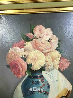 Painting / Oil On Canvas Signed 1988 (e. Tinel) Framed Still Life