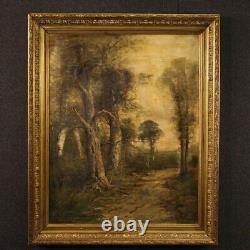 Painting Oil Painting On Ancient Canvas Landscape Signed With 19th Century Frame