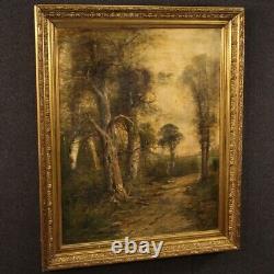 Painting Oil Painting On Ancient Canvas Landscape Signed With 19th Century Frame