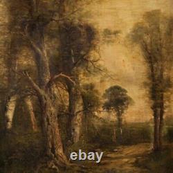 Painting Oil Painting On Ancient Canvas Landscape Signed With 19th Century Frame