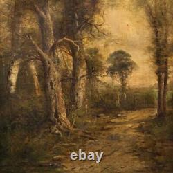 Painting Oil Painting On Ancient Canvas Landscape Signed With 19th Century Frame