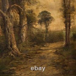 Painting Oil Painting On Ancient Canvas Landscape Signed With 19th Century Frame