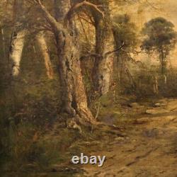 Painting Oil Painting On Ancient Canvas Landscape Signed With 19th Century Frame