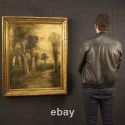 Painting Oil Painting On Ancient Canvas Landscape Signed With 19th Century Frame