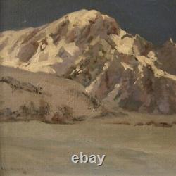 Painting Oil Painting On Canvas Landscape Mountain Style Old Frame Signed 900