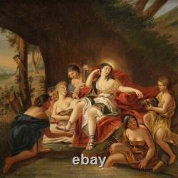 Painting Old Painting Oil On Canvas Diane With Nymphs 800 19th Century