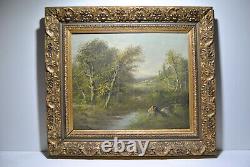 Painting Painting Old Taste Barbizon Landscape Country Side River Rollet 1