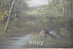 Painting Painting Old Taste Barbizon Landscape Country Side River Rollet 1