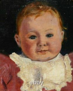 Painting Portrait Of Children 19th Century Oil On Panel In Its Old Oval Frame