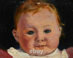 Painting Portrait Of Children 19th Century Oil On Panel In Its Old Oval Frame