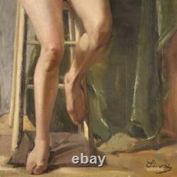 Painting Signed Oil Painting On Canvas Nude Female Impressionist Old Style
