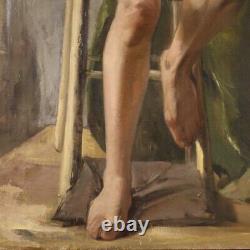 Painting Signed Oil Painting On Canvas Nude Female Impressionist Old Style