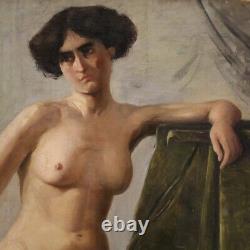 Painting Signed Oil Painting On Canvas Nude Female Impressionist Old Style